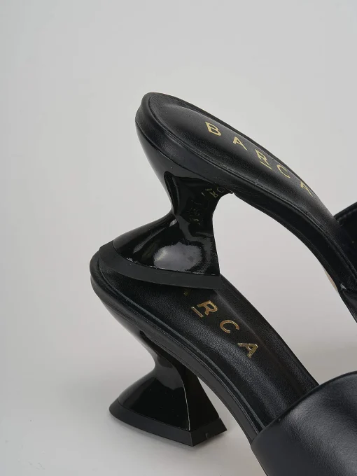 Ciabatte tacco 6cm nero pelle