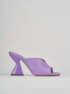 Ciabatte tacco 9cm viola pelle