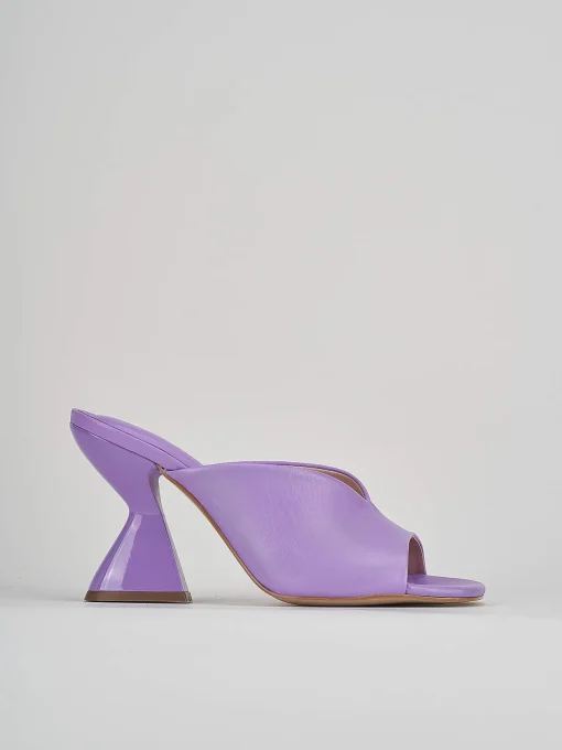 Ciabatte tacco 9cm viola pelle