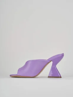 Ciabatte tacco 9cm viola pelle