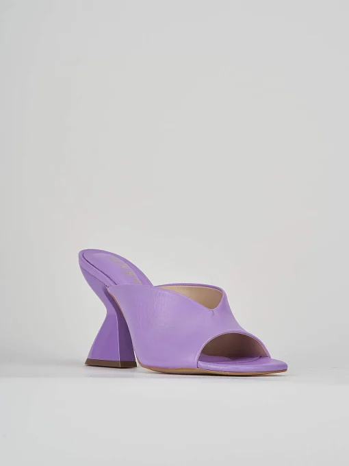 Ciabatte tacco 9cm viola pelle