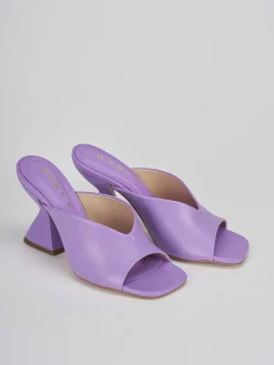 Ciabatte tacco 9cm viola pelle