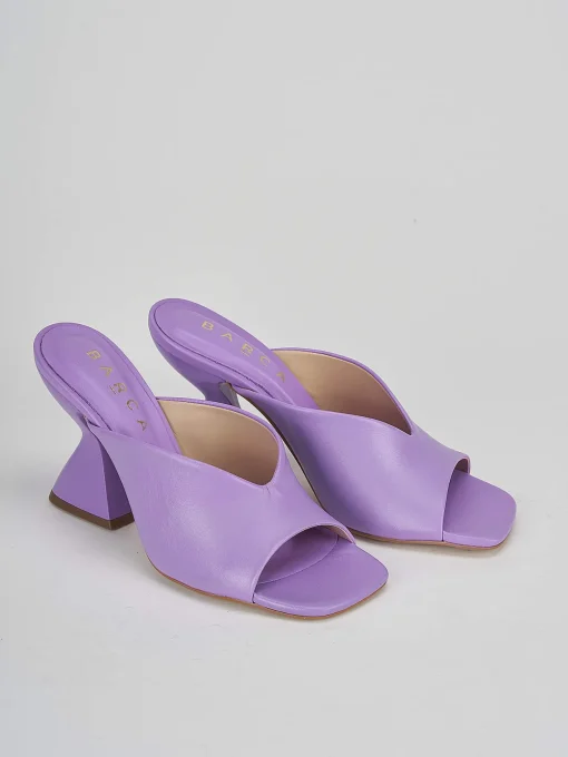 Ciabatte tacco 9cm viola pelle