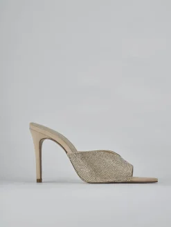 Ciabatte tacco 10cm camoscio beige