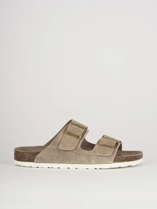 Ciabatte tacco 1cm camoscio beige