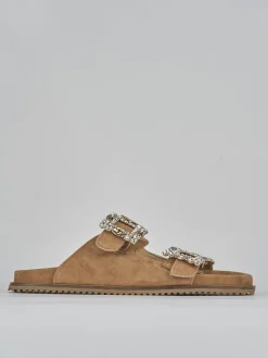 Ciabatte tacco 1cm camoscio marrone