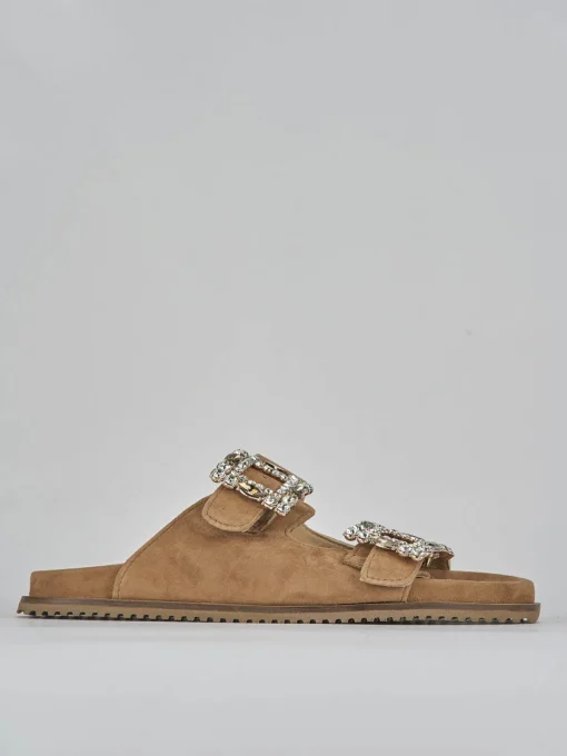 Ciabatte tacco 1cm camoscio marrone