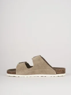 Ciabatte tacco 1cm camoscio beige