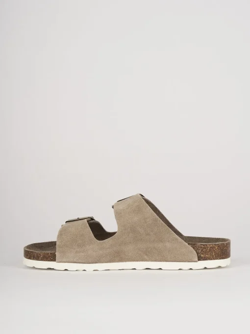 Ciabatte tacco 1cm camoscio beige
