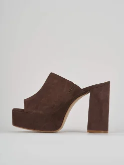 Ciabatte tacco 11cm camoscio testa