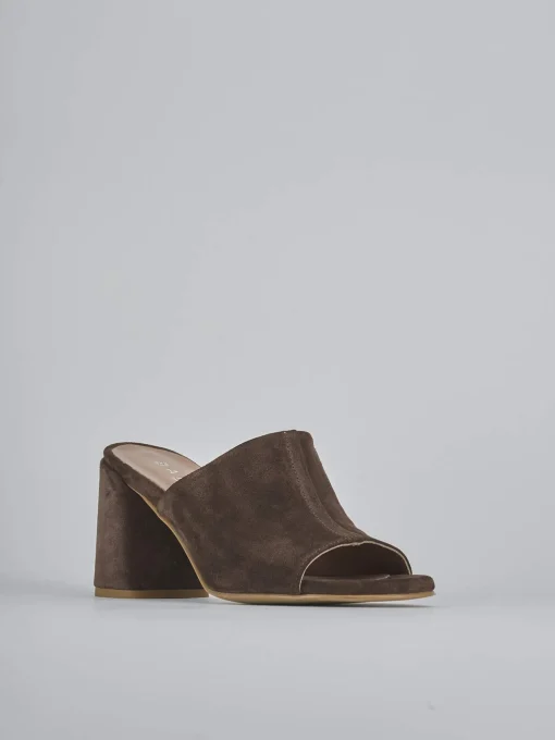 Ciabatte tacco 7cm camoscio testa