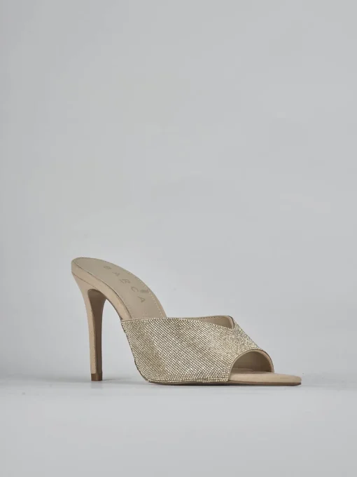 Ciabatte tacco 10cm camoscio beige