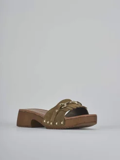 Ciabatte tacco 3cm camoscio verde