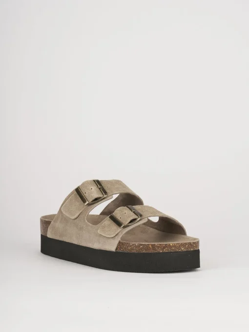 Ciabatte tacco 2cm camoscio beige