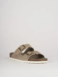 Ciabatte tacco 1cm camoscio beige
