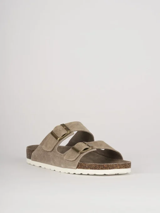 Ciabatte tacco 1cm camoscio beige