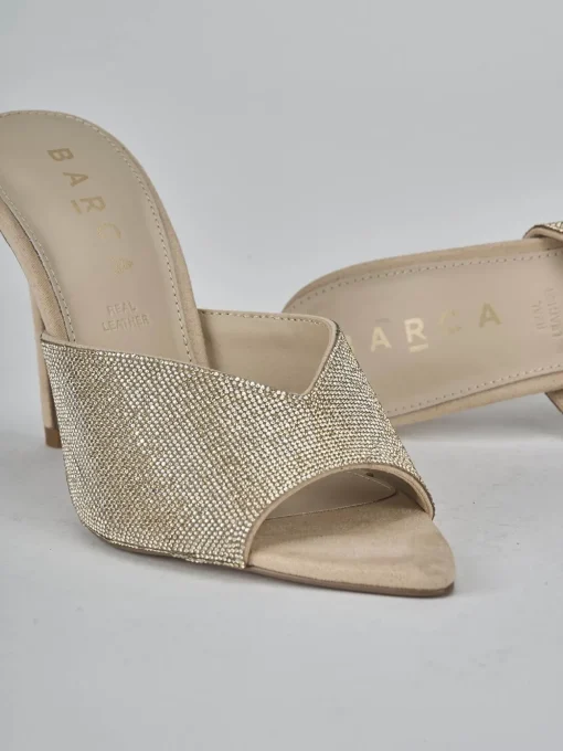 Ciabatte tacco 10cm camoscio beige