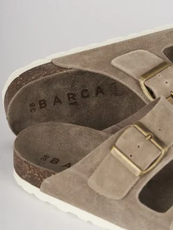 Ciabatte tacco 1cm camoscio beige