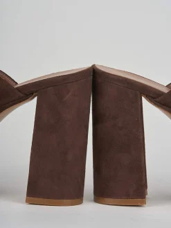 Ciabatte tacco 11cm camoscio testa