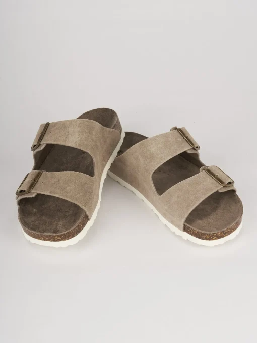 Ciabatte tacco 1cm camoscio beige