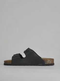 Ciabatte tacco 1cm nabuk nero