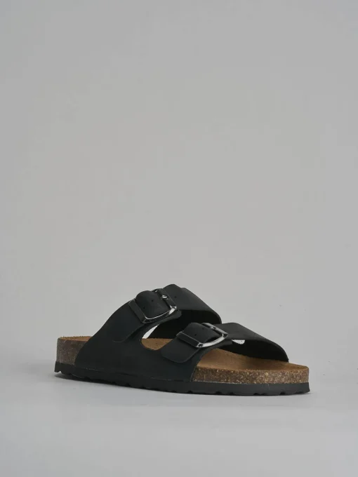 Ciabatte tacco 1cm nabuk nero