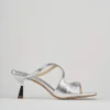 Ciabatte tacco 6cm pelle argento