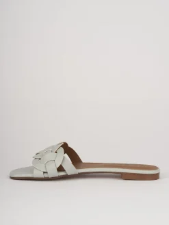 Ciabatte tacco 1cm pelle azzurro