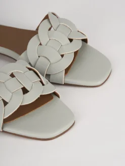 Ciabatte tacco 1cm pelle azzurro