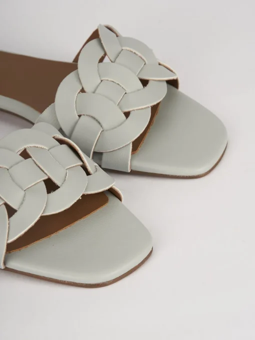 Ciabatte tacco 1cm pelle azzurro