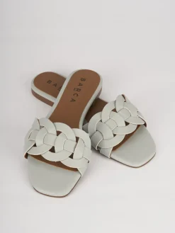 Ciabatte tacco 1cm pelle azzurro