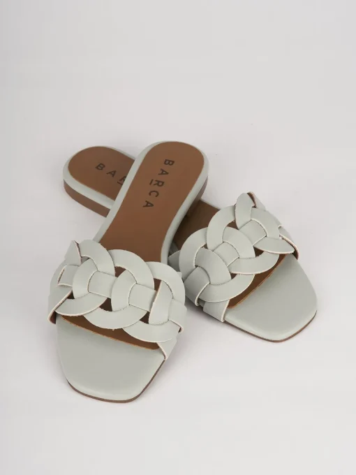 Ciabatte tacco 1cm pelle azzurro