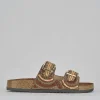 Ciabatte tacco 1cm pelle bronzo