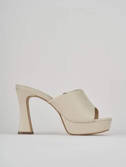 Ciabatte tacco 11cm pelle beige