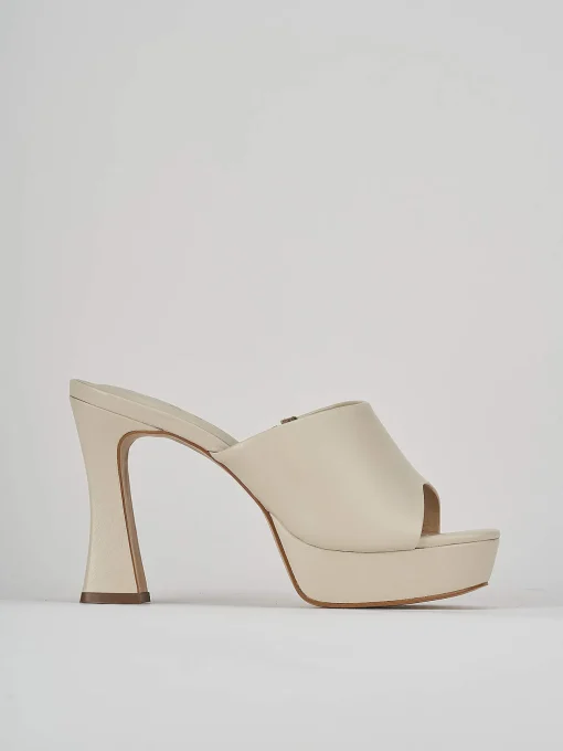Ciabatte tacco 11cm pelle beige