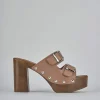 Ciabatte tacco 10cm pelle beige