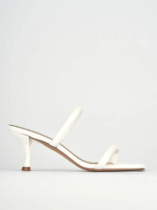 Ciabatte tacco 5cm pelle bianco