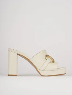 Ciabatte tacco 9cm pelle bianco
