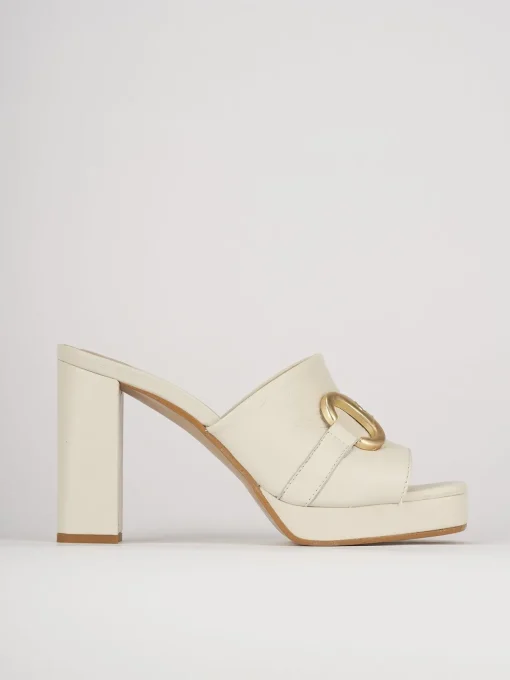 Ciabatte tacco 9cm pelle bianco