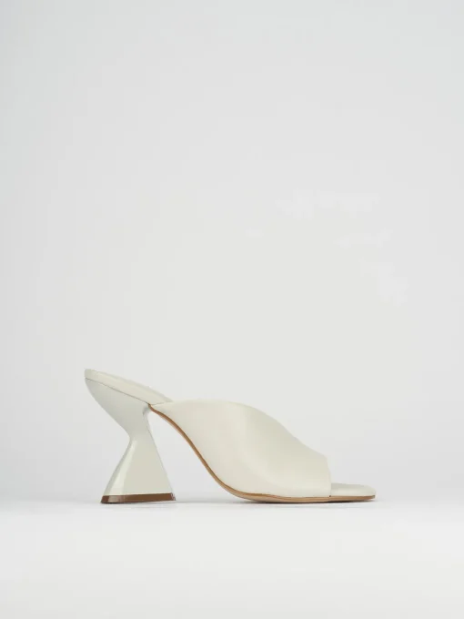Ciabatte tacco 10cm pelle bianco