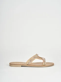 Ciabatte tacco 1cm pelle beige