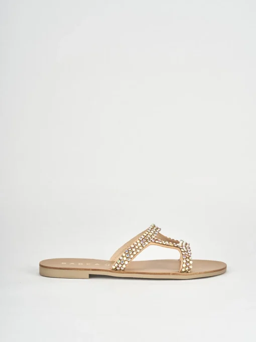 Ciabatte tacco 1cm pelle beige