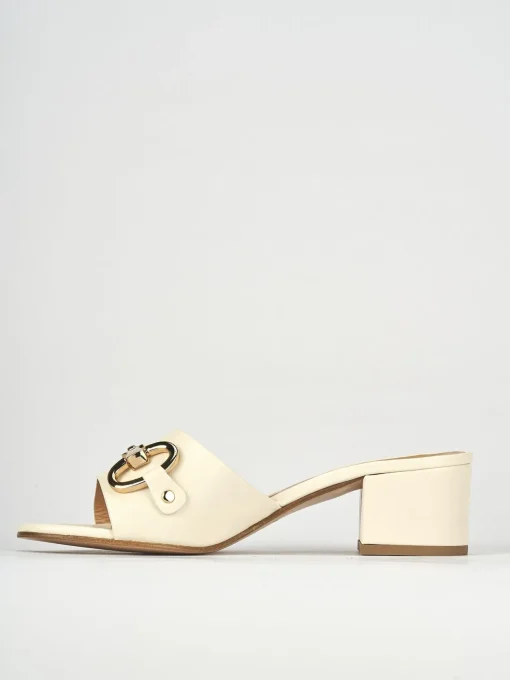 Ciabatte tacco 5cm pelle bianco