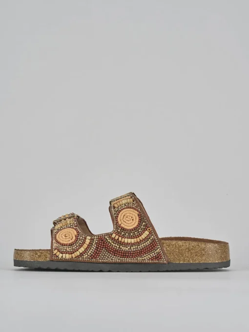 Ciabatte tacco 1cm pelle bronzo