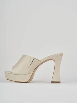 Ciabatte tacco 11cm pelle beige