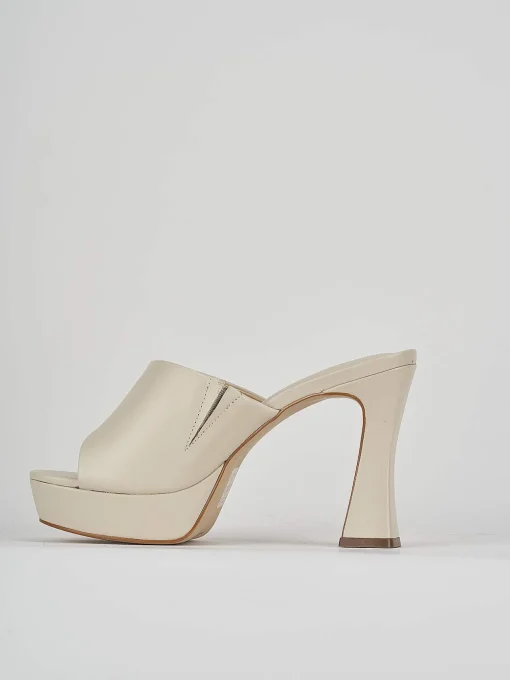 Ciabatte tacco 11cm pelle beige