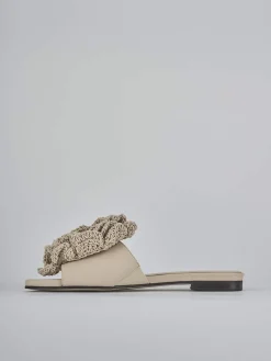 Ciabatte tacco 1cm pelle beige