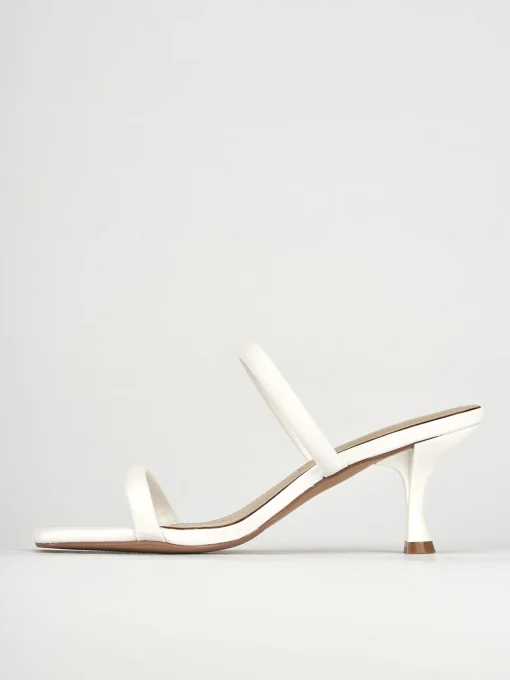 Ciabatte tacco 5cm pelle bianco