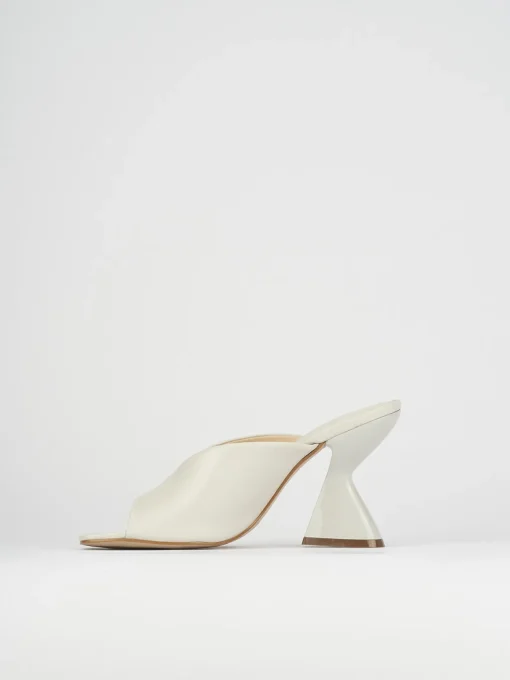 Ciabatte tacco 10cm pelle bianco