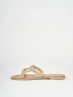 Ciabatte tacco 1cm pelle beige